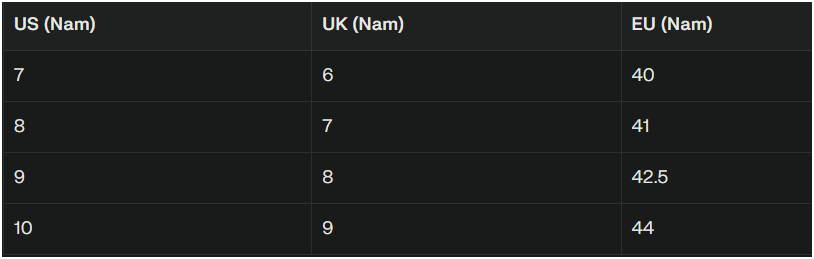 Bảng Quy Đổi Size Giày Bóng Đá Nam Nữ